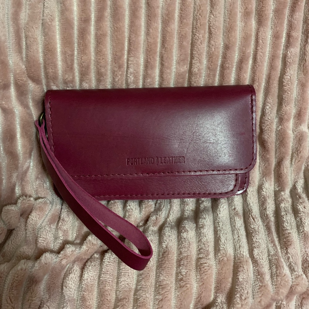 Portland leather goods Lily wristlet Boysenberry